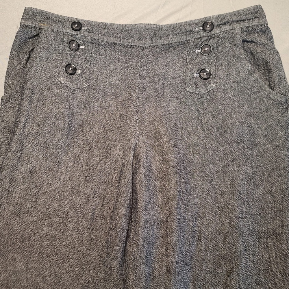 Unbranded Sailor Wide Leg Pants Womens XL Grey Linen Blend Nautical Trousers